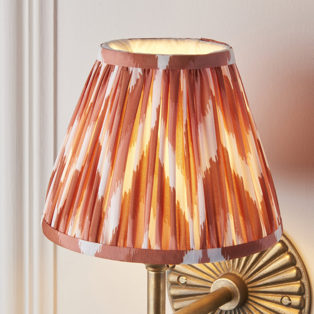 115325 Dahlia Angle & Zigzag 16cm Wall Light Antique Brass & Apricot Orange Fabric