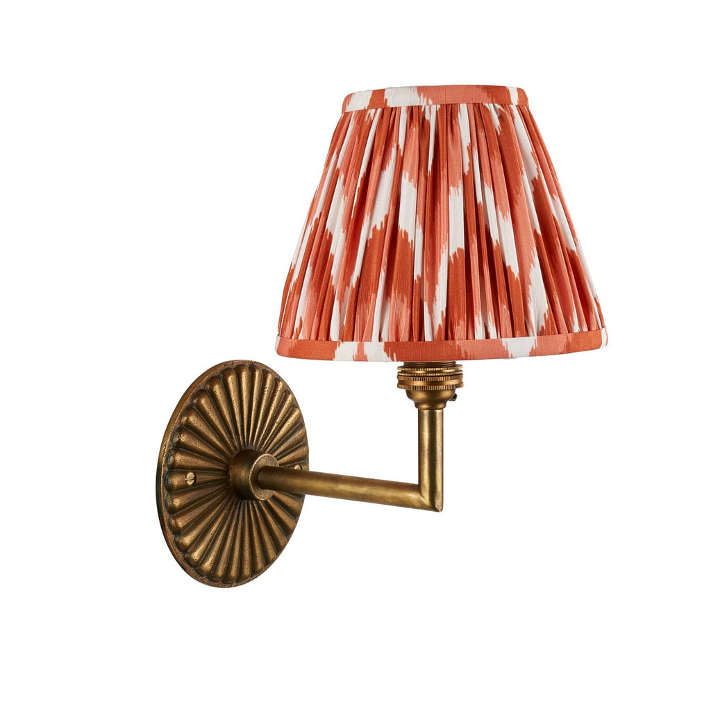 115325 Dahlia Angle & Zigzag 16cm Wall Light Antique Brass & Apricot Orange Fabric
