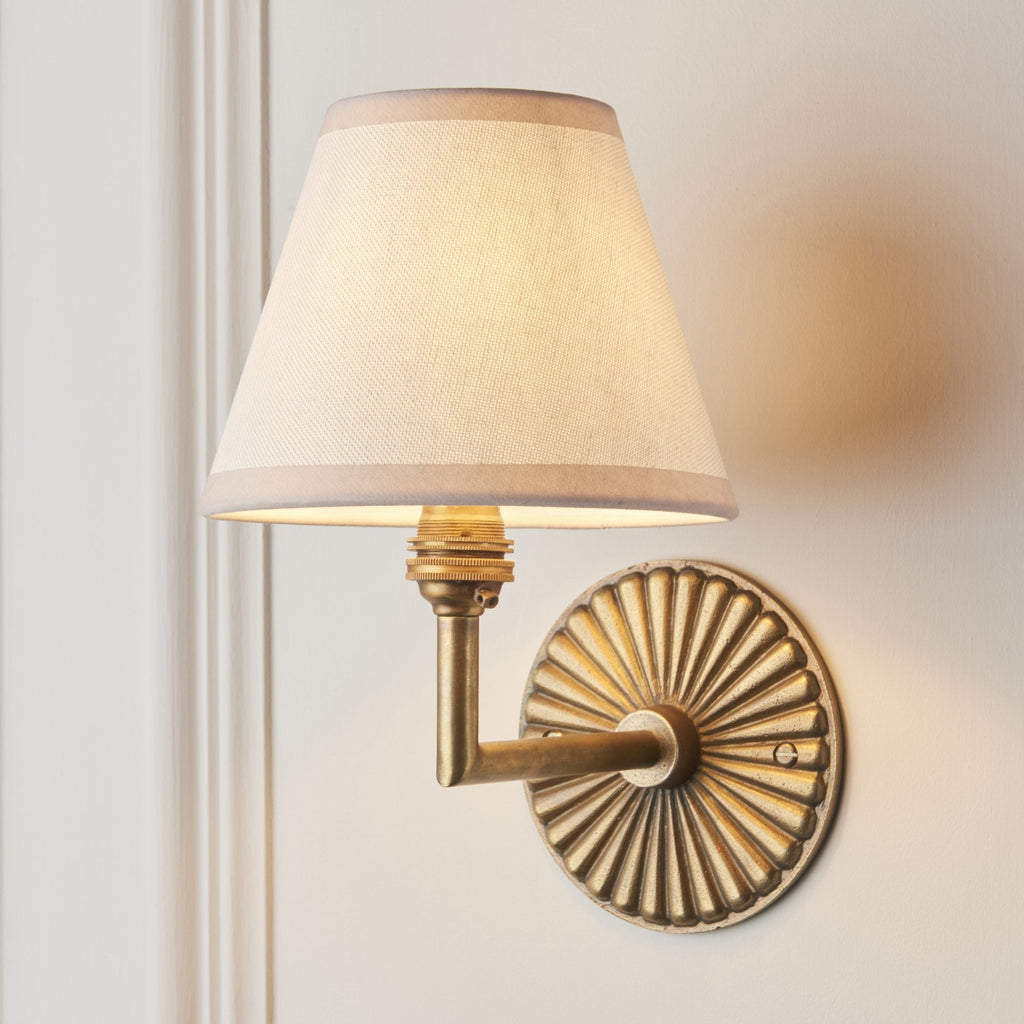 115329 Dahlia Angle & Ivy 16cm Wall Light Antique Brass & Vintage White Fabric