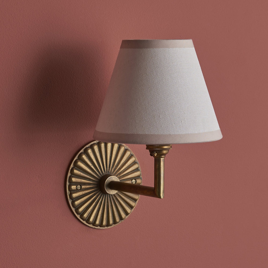 115329 Dahlia Angle & Ivy 16cm Wall Light Antique Brass & Vintage White Fabric