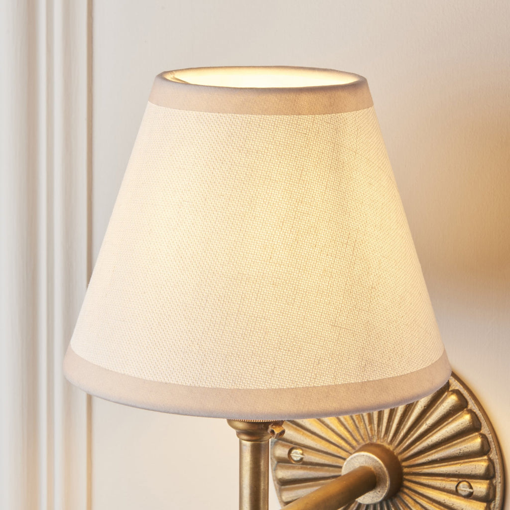 115329 Dahlia Angle & Ivy 16cm Wall Light Antique Brass & Vintage White Fabric