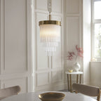 115345 Anistoria Pendant Brushed Aged Brass Plate & Clear Glass