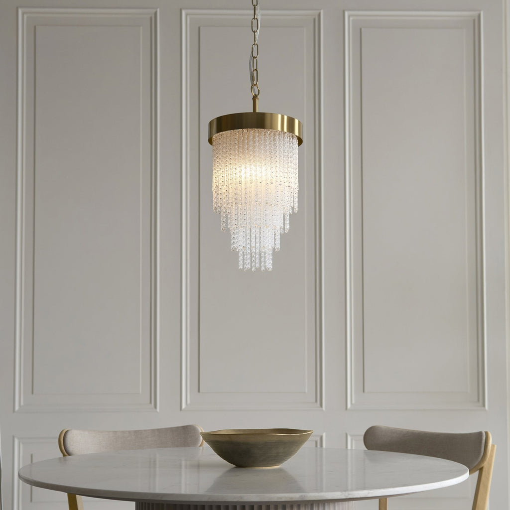 115345 Anistoria Pendant Brushed Aged Brass Plate & Clear Glass