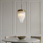 115345 Anistoria Pendant Brushed Aged Brass Plate & Clear Glass