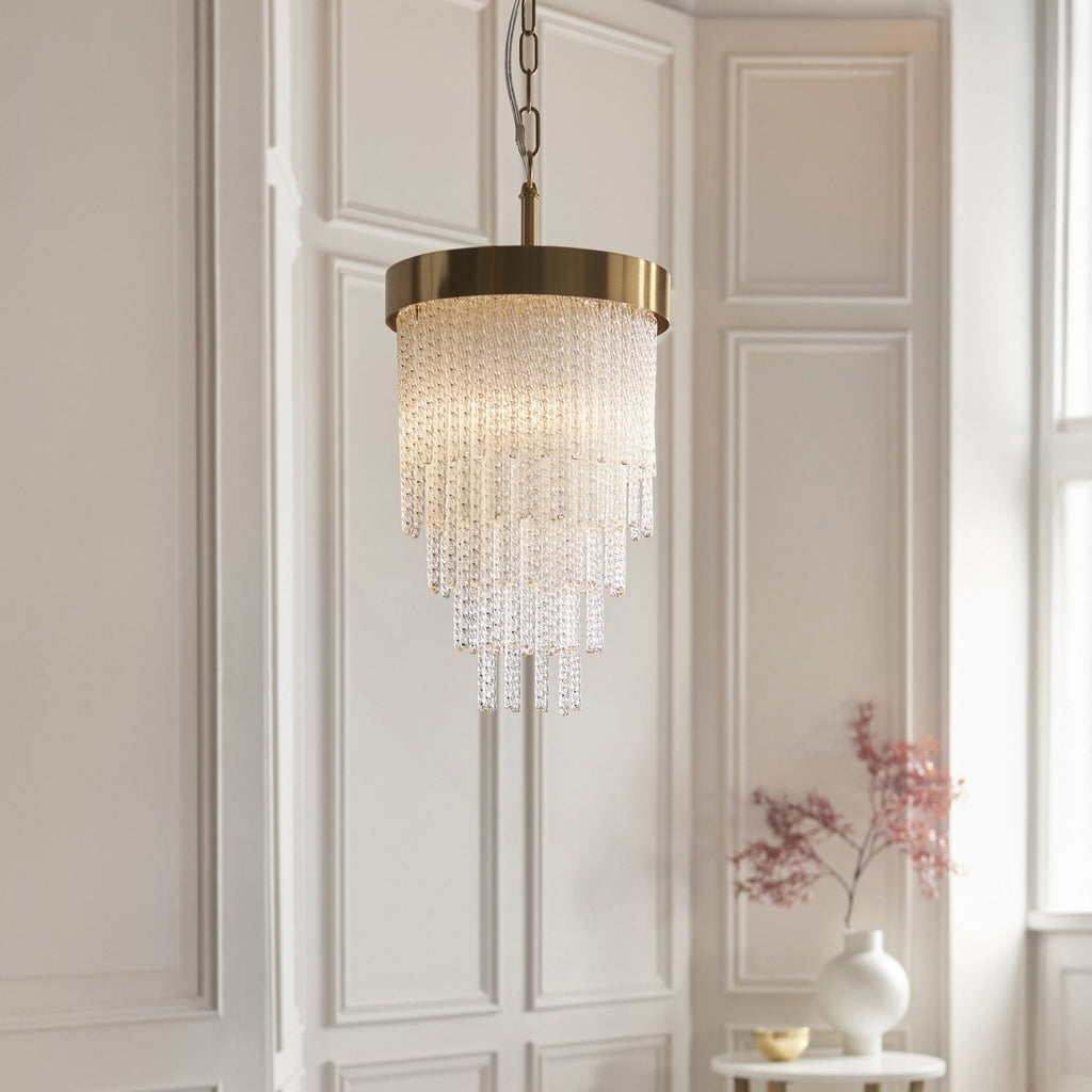 115345 Anistoria Pendant Brushed Aged Brass Plate & Clear Glass