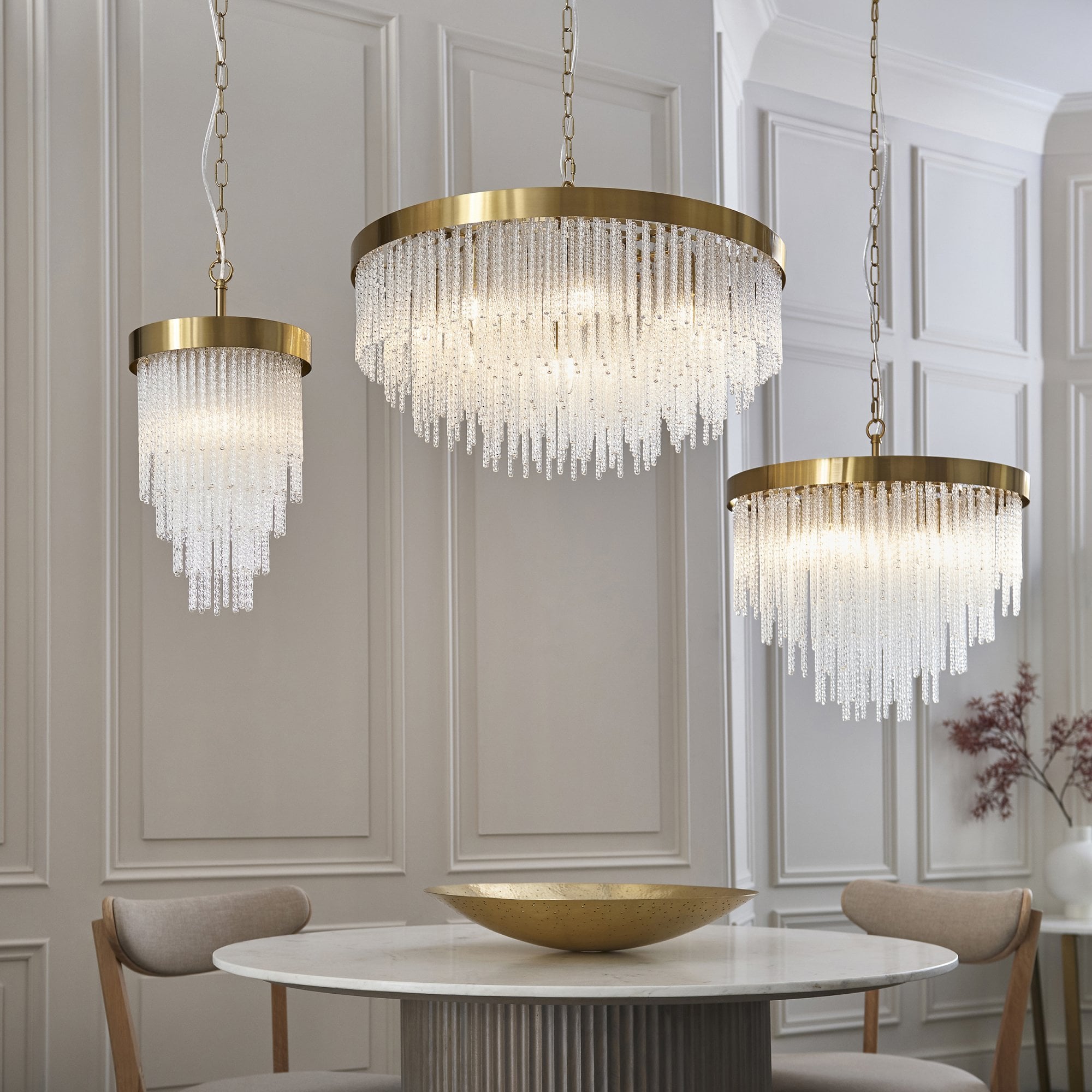 115345 Anistoria Pendant Brushed Aged Brass Plate & Clear Glass
