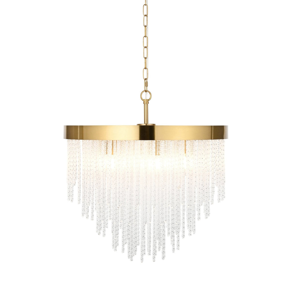 115346 Anistoria 5 Light Pendant Brushed Aged Brass Plate & Clear Glass