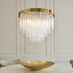 115346 Anistoria 5 Light Pendant Brushed Aged Brass Plate & Clear Glass