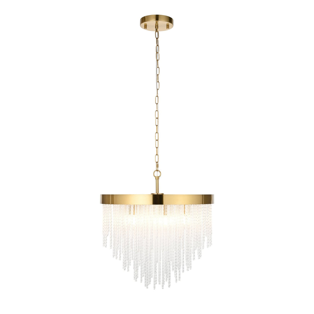 115346 Anistoria 5 Light Pendant Brushed Aged Brass Plate & Clear Glass