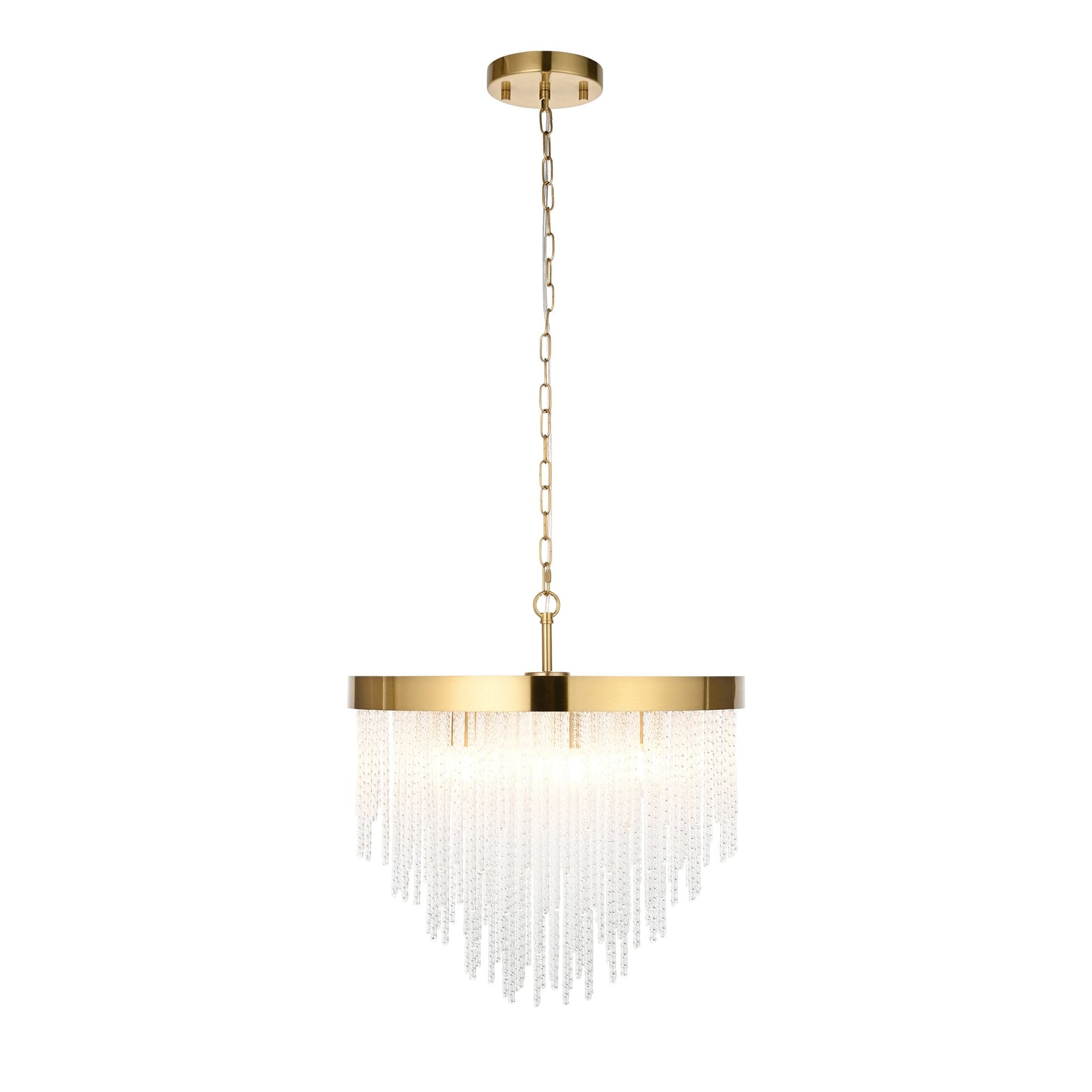 115346 Anistoria 5 Light Pendant Brushed Aged Brass Plate & Clear Glass