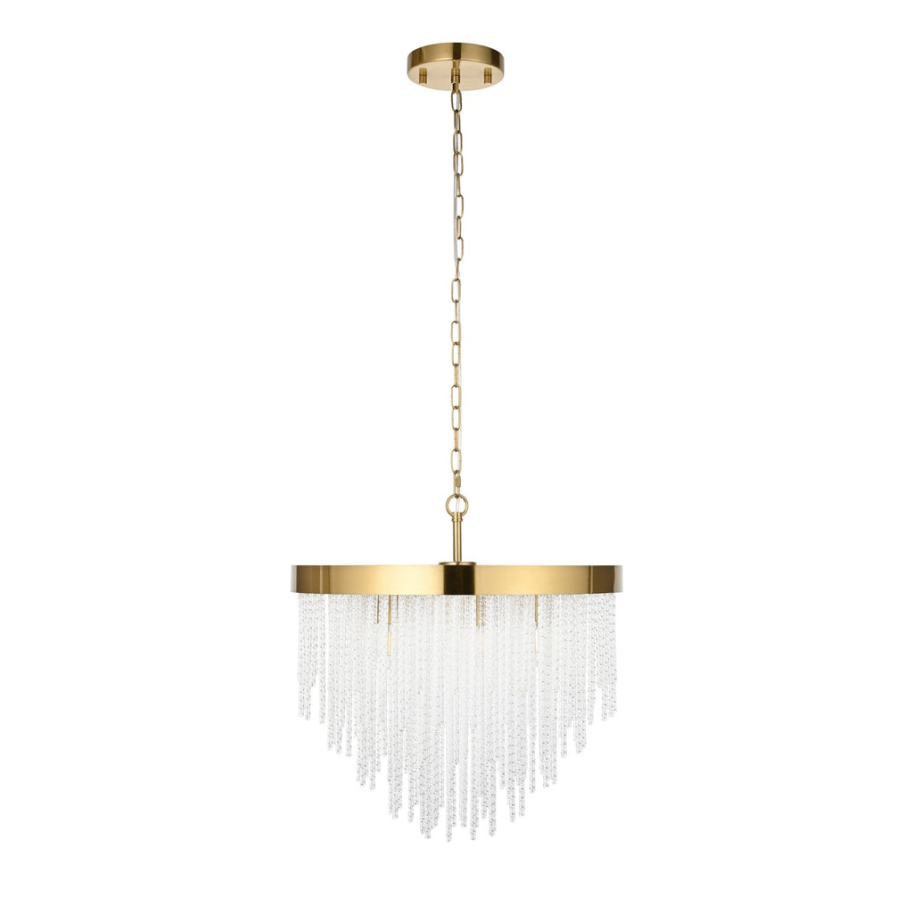 115346 Anistoria 5 Light Pendant Brushed Aged Brass Plate & Clear Glass