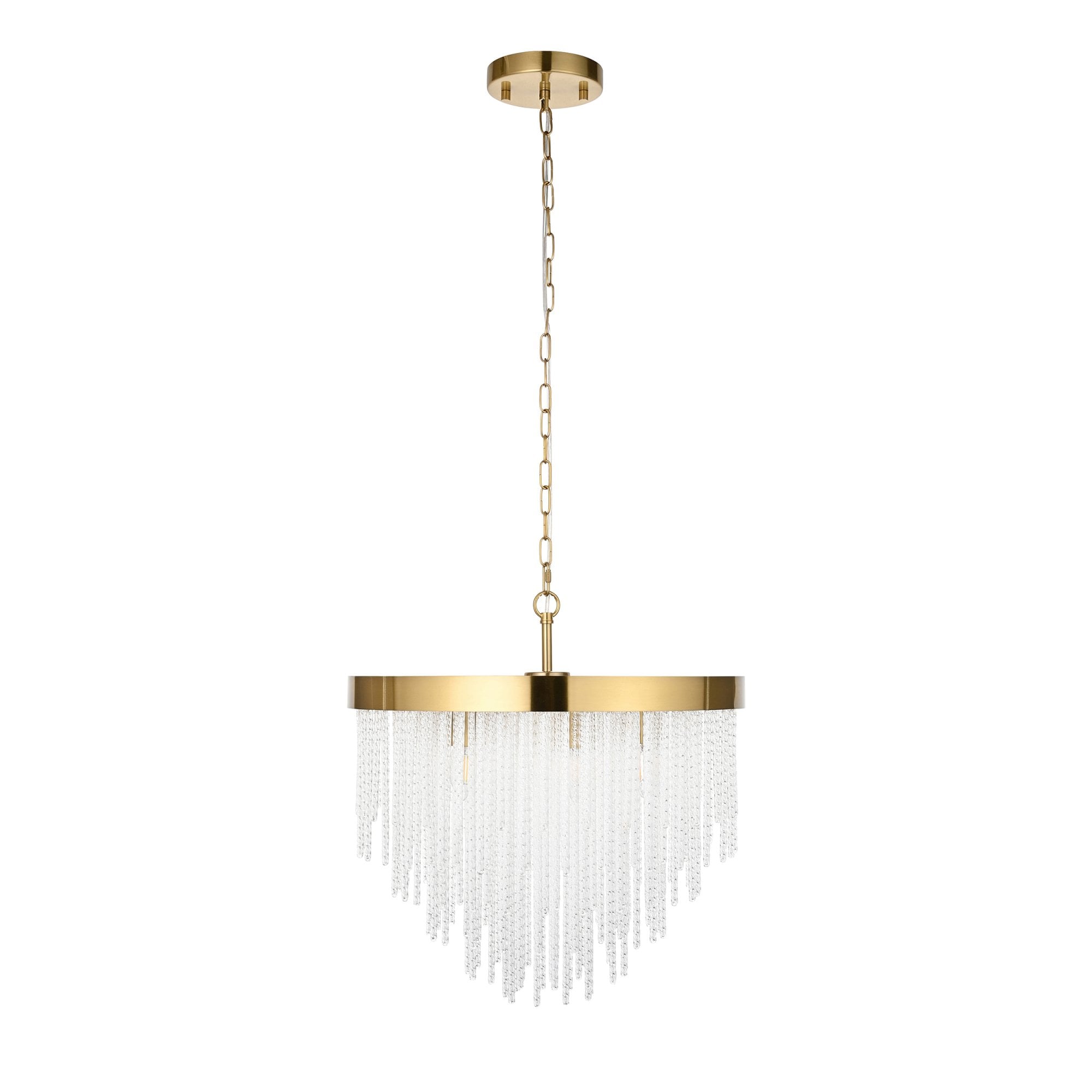 115346 Anistoria 5 Light Pendant Brushed Aged Brass Plate & Clear Glass