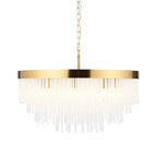 115347 Anistoria Grand 9 Light Pendant Brushed Aged Brass Plate & Clear Glass