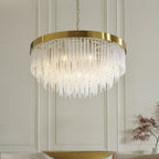 115347 Anistoria Grand 9 Light Pendant Brushed Aged Brass Plate & Clear Glass