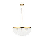 115347 Anistoria Grand 9 Light Pendant Brushed Aged Brass Plate & Clear Glass