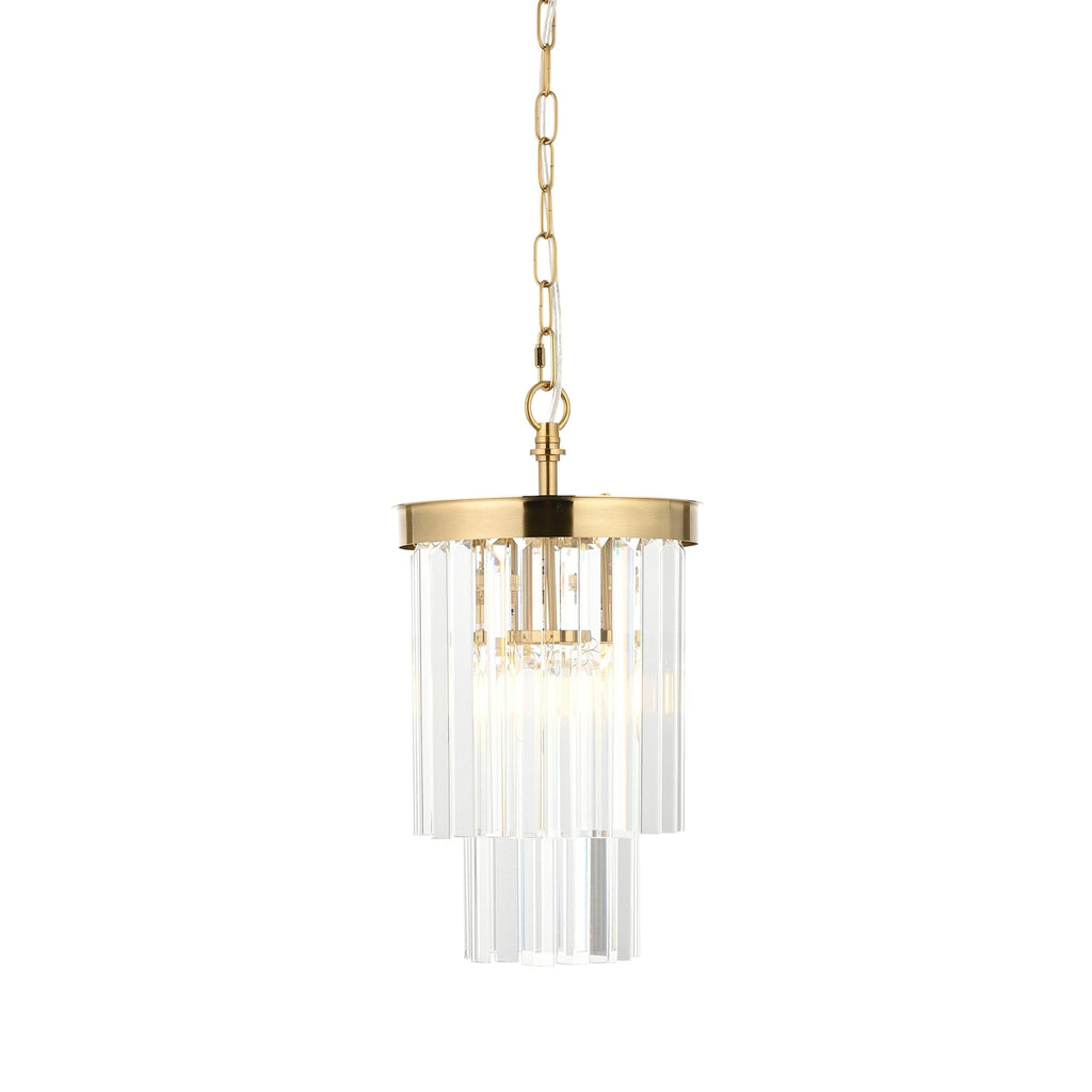 115455 Conaston Pendant Brushed Aged Brass Plate & Clear Cut Glass