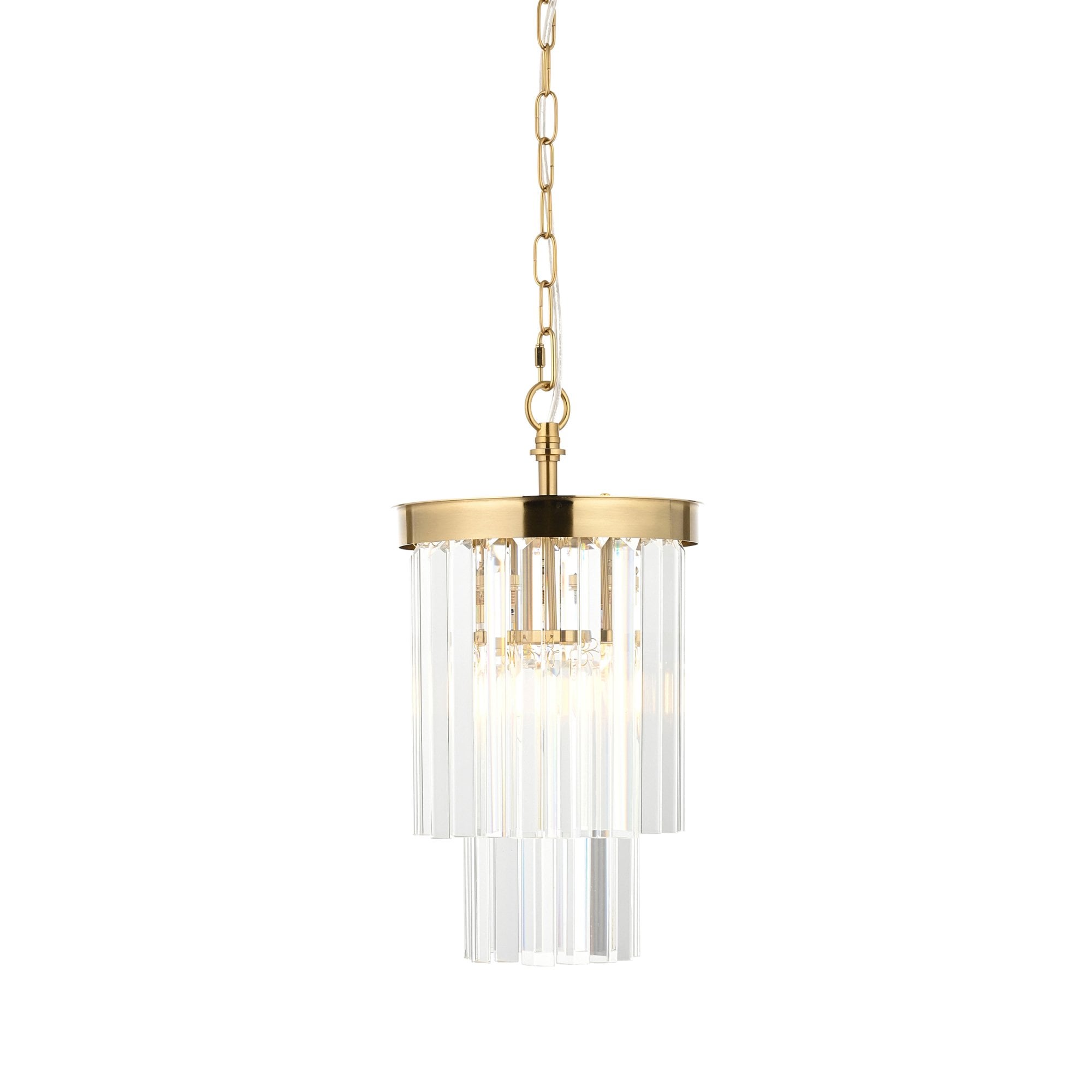 115455 Conaston Pendant Brushed Aged Brass Plate & Clear Cut Glass
