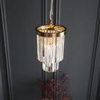 115455 Conaston Pendant Brushed Aged Brass Plate & Clear Cut Glass