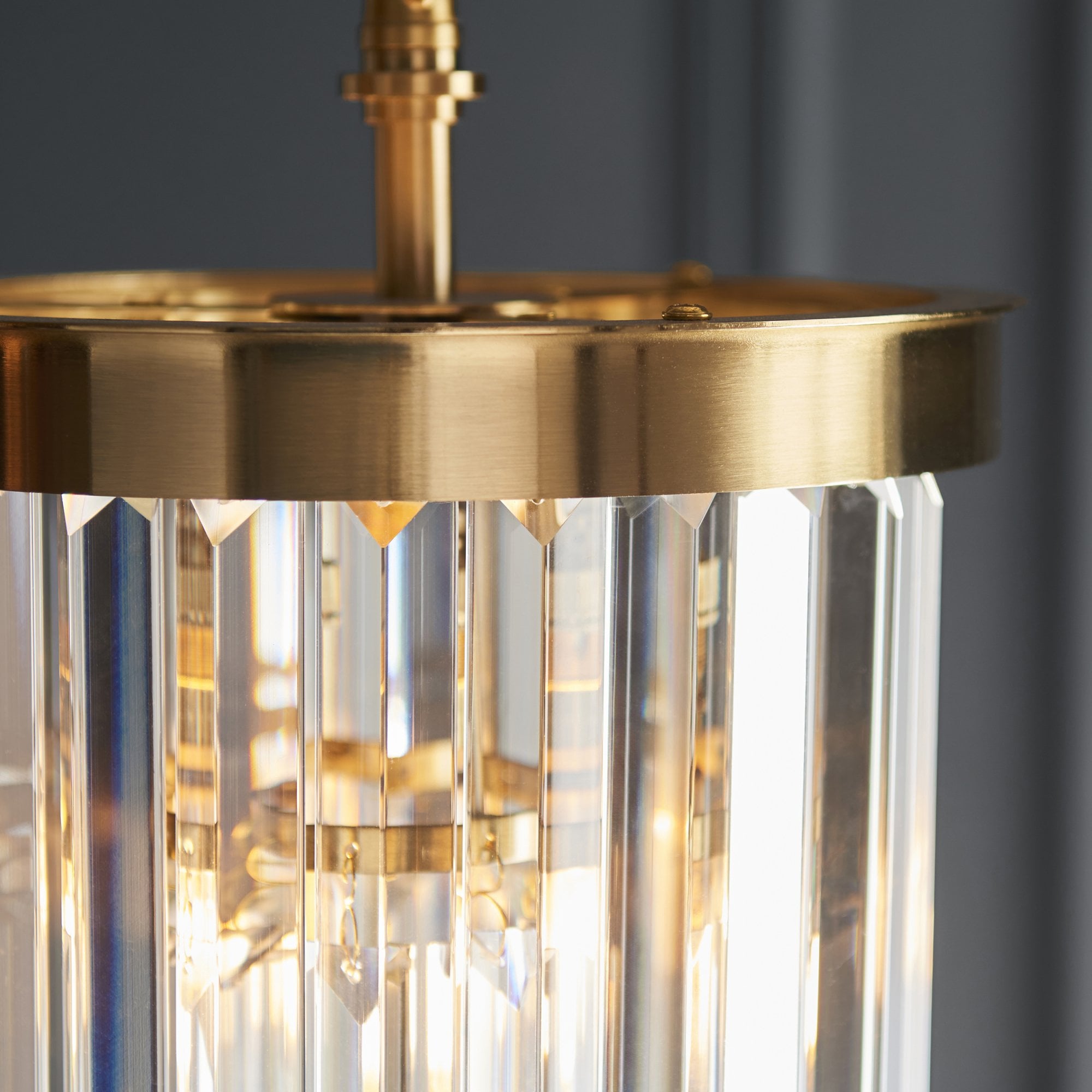 115455 Conaston Pendant Brushed Aged Brass Plate & Clear Cut Glass