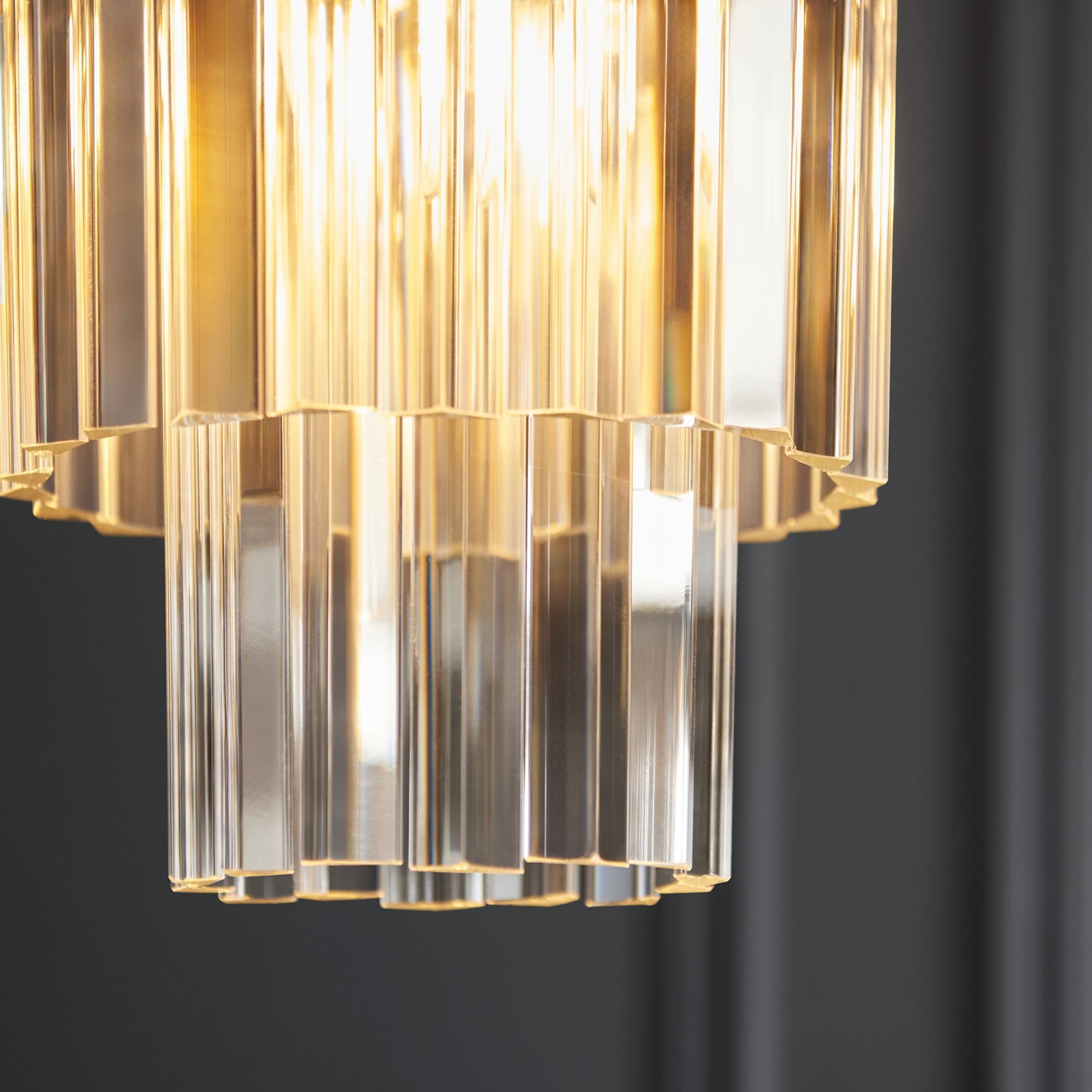 115455 Conaston Pendant Brushed Aged Brass Plate & Clear Cut Glass