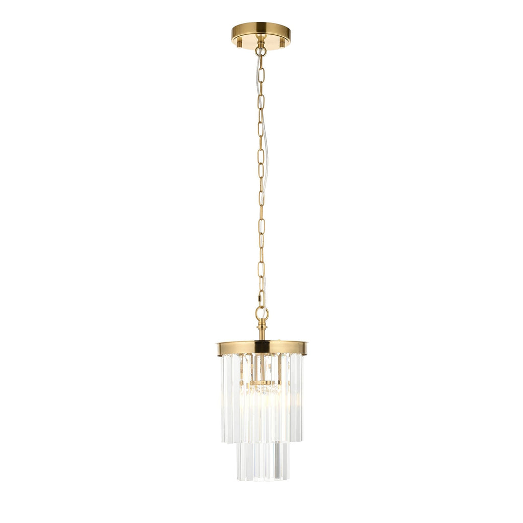 115455 Conaston Pendant Brushed Aged Brass Plate & Clear Cut Glass