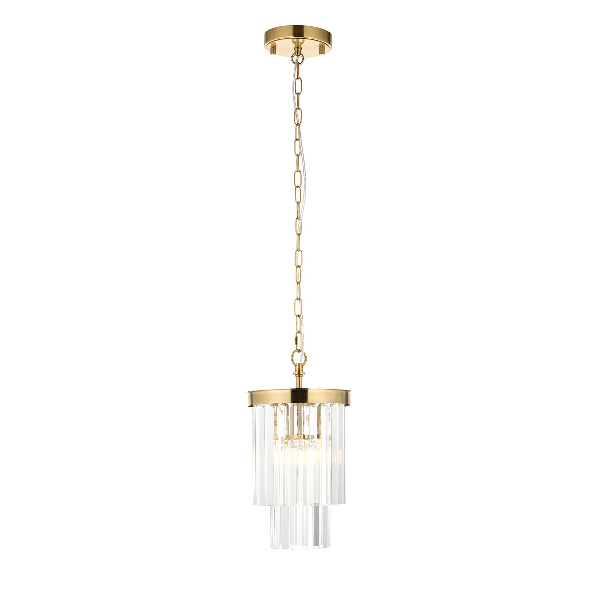 115455 Conaston Pendant Brushed Aged Brass Plate & Clear Cut Glass