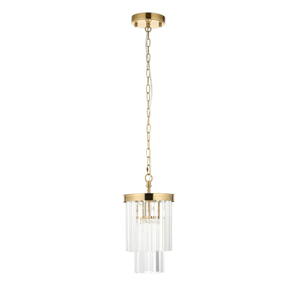115455 Conaston Pendant Brushed Aged Brass Plate & Clear Cut Glass