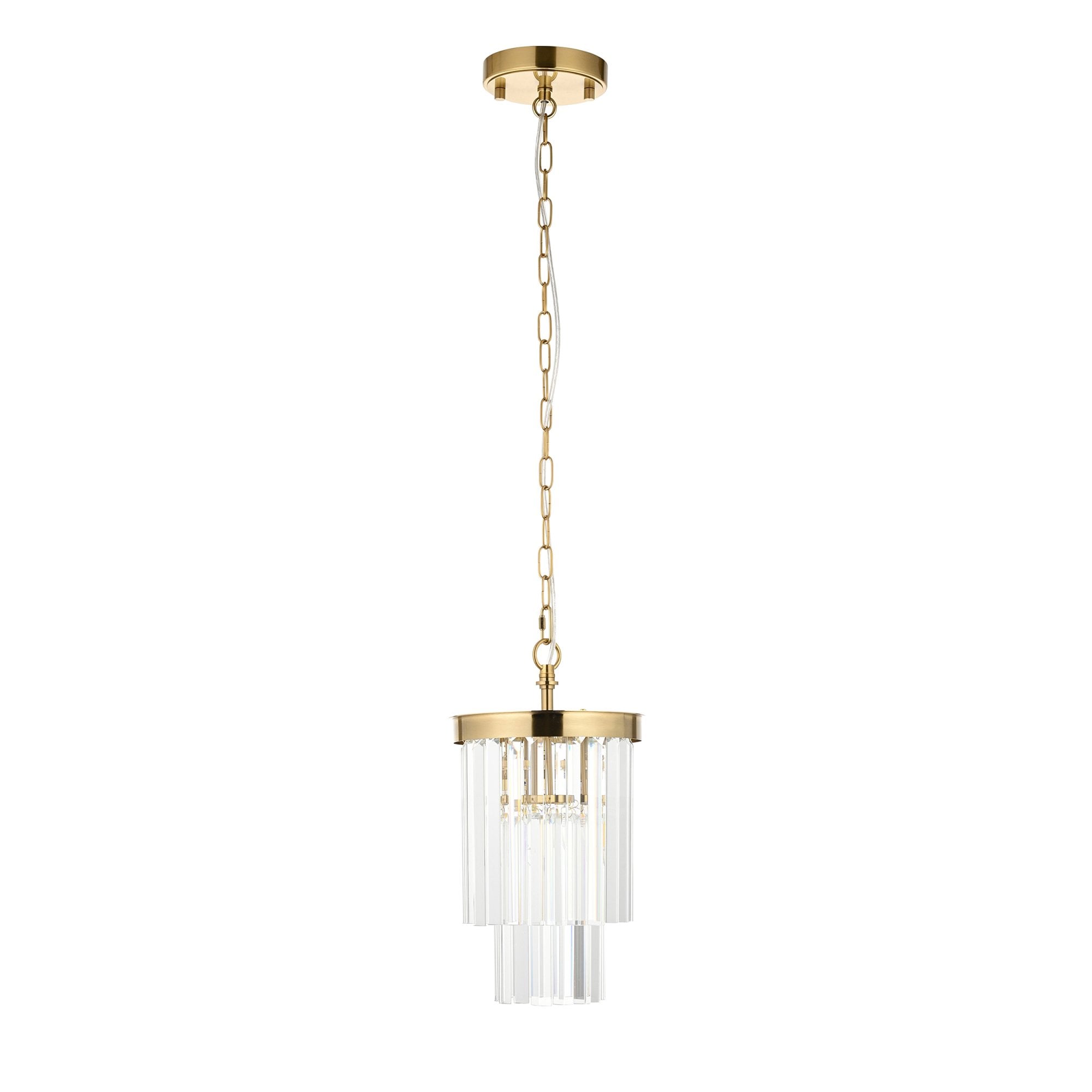 115455 Conaston Pendant Brushed Aged Brass Plate & Clear Cut Glass