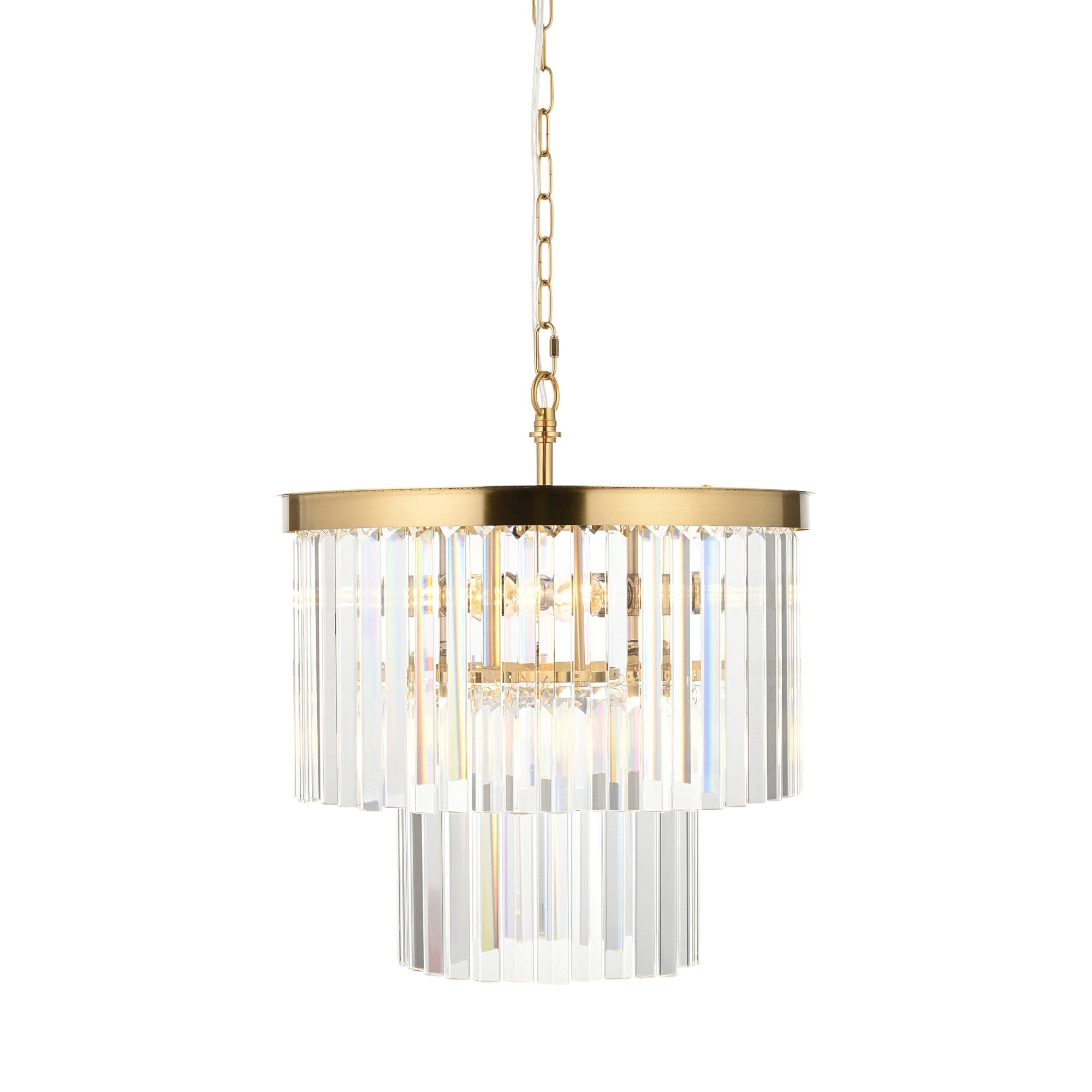 115456 Conaston 4 Light Pendant Brushed Aged Brass Plate & Clear Cut Glass