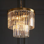 115456 Conaston 4 Light Pendant Brushed Aged Brass Plate & Clear Cut Glass