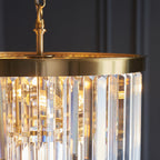 115456 Conaston 4 Light Pendant Brushed Aged Brass Plate & Clear Cut Glass