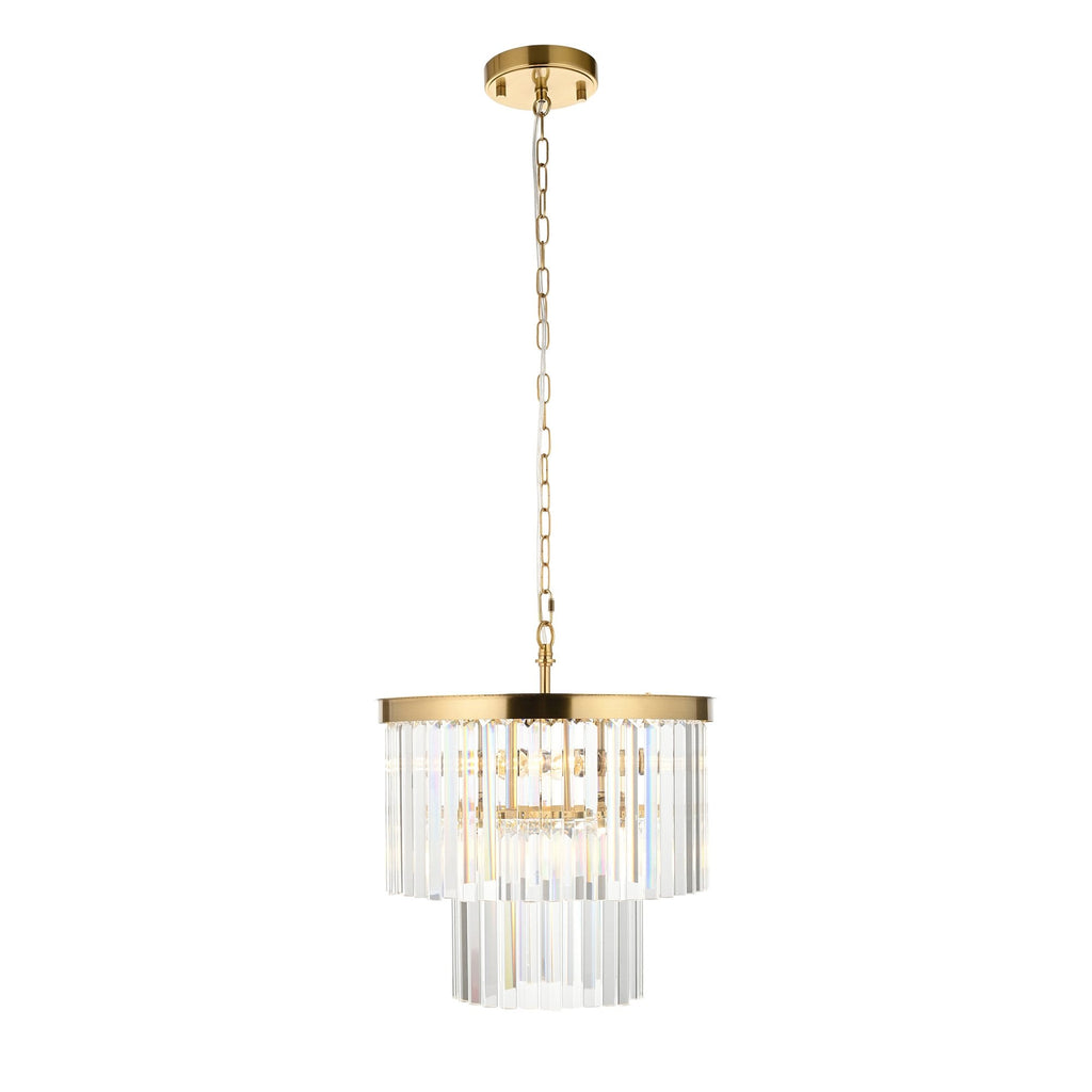 115456 Conaston 4 Light Pendant Brushed Aged Brass Plate & Clear Cut Glass