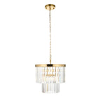 115456 Conaston 4 Light Pendant Brushed Aged Brass Plate & Clear Cut Glass