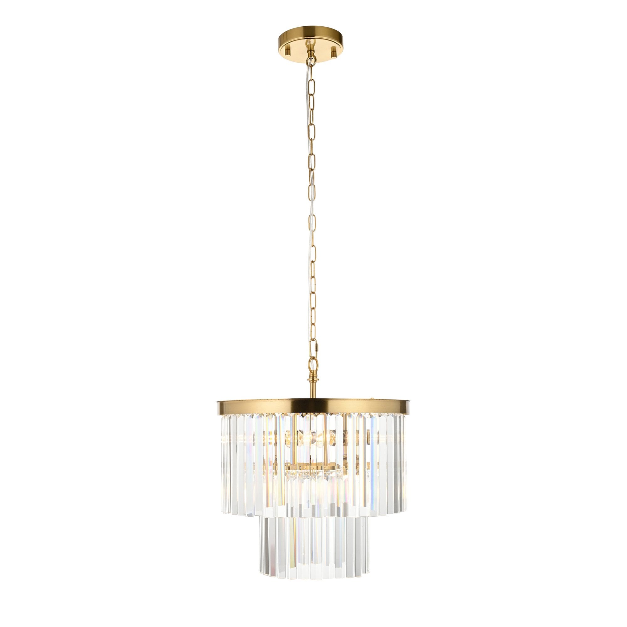 115456 Conaston 4 Light Pendant Brushed Aged Brass Plate & Clear Cut Glass