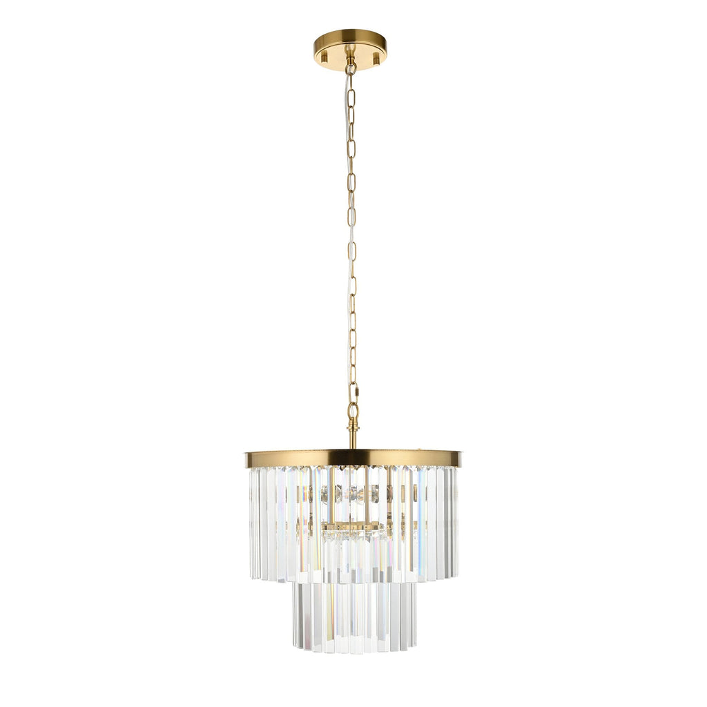 115456 Conaston 4 Light Pendant Brushed Aged Brass Plate & Clear Cut Glass