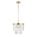 115456 Conaston 4 Light Pendant Brushed Aged Brass Plate & Clear Cut Glass
