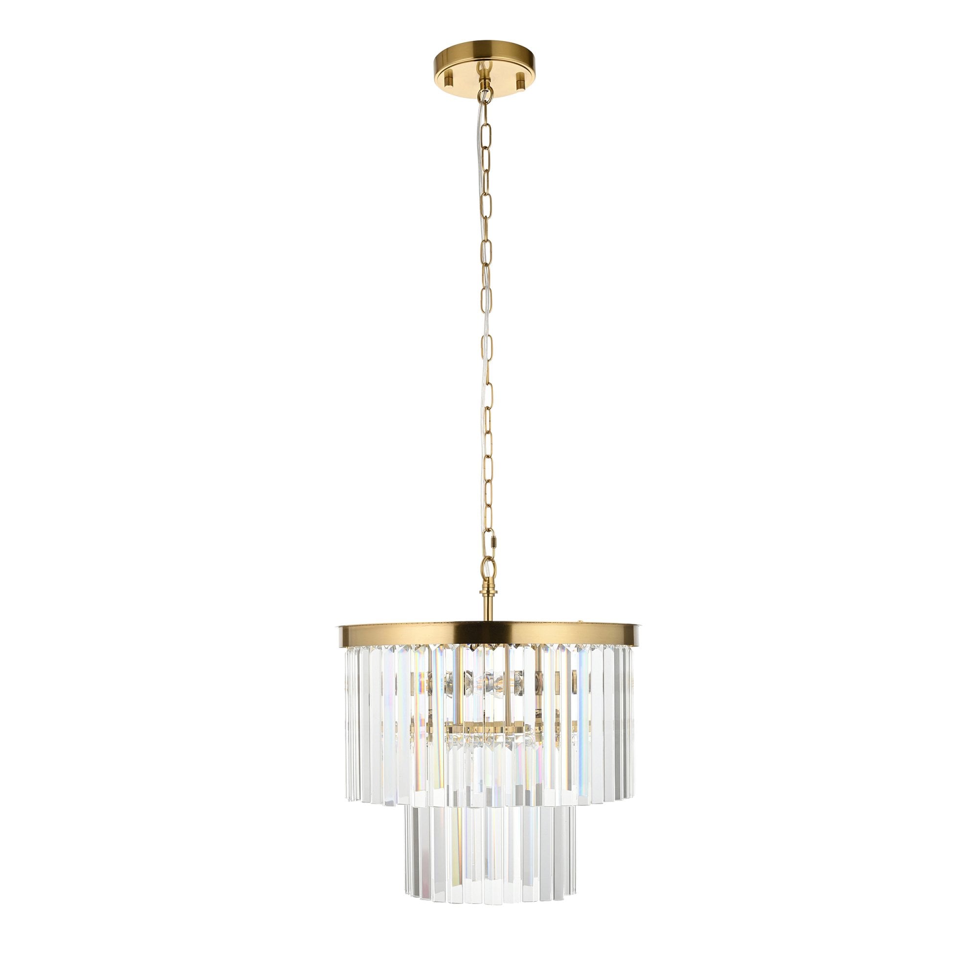 115456 Conaston 4 Light Pendant Brushed Aged Brass Plate & Clear Cut Glass