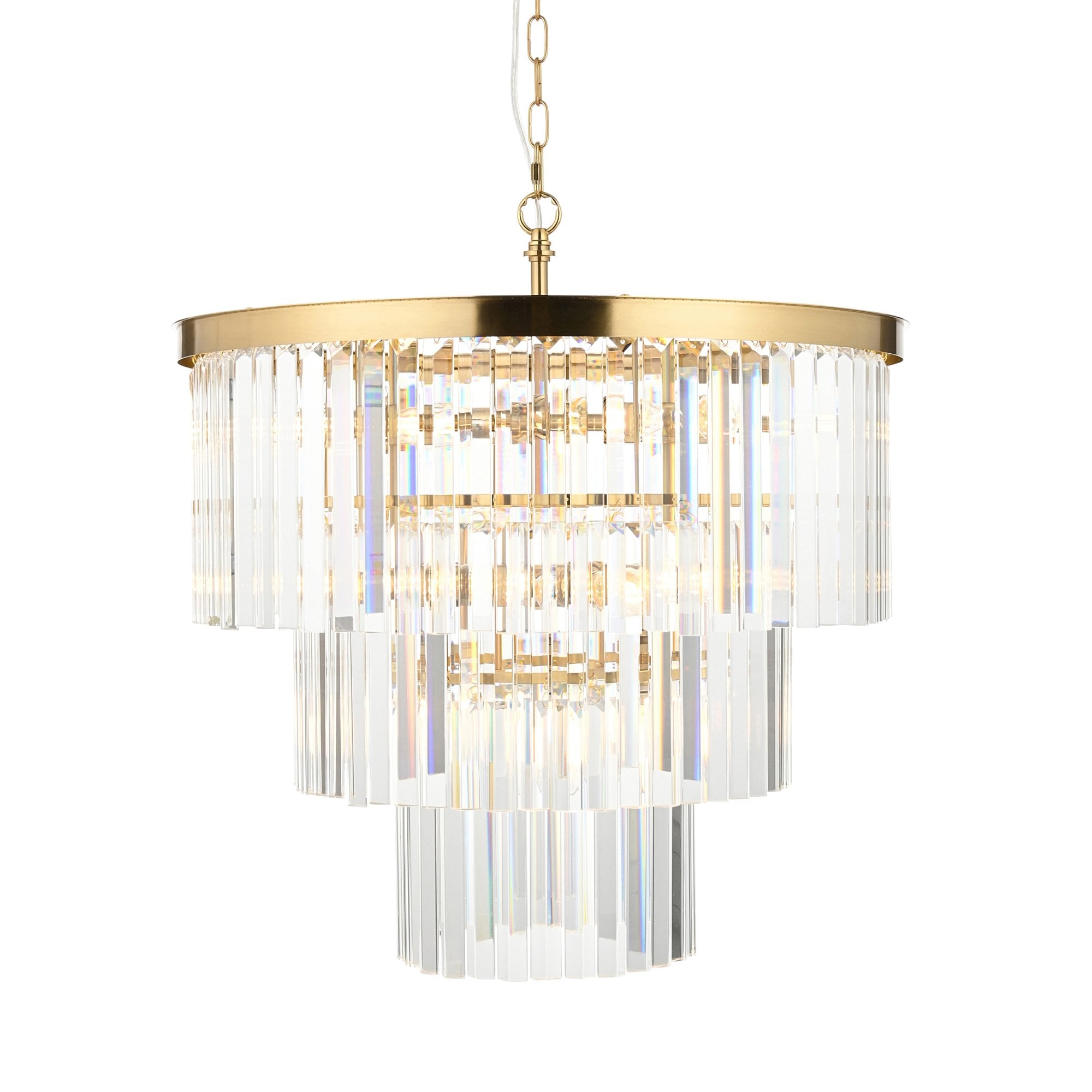 115457 Conaston 7 Light Pendant Brushed Aged Brass Plate & Clear Cut Glass