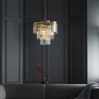 115457 Conaston 7 Light Pendant Brushed Aged Brass Plate & Clear Cut Glass