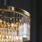 115457 Conaston 7 Light Pendant Brushed Aged Brass Plate & Clear Cut Glass