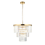 115457 Conaston 7 Light Pendant Brushed Aged Brass Plate & Clear Cut Glass