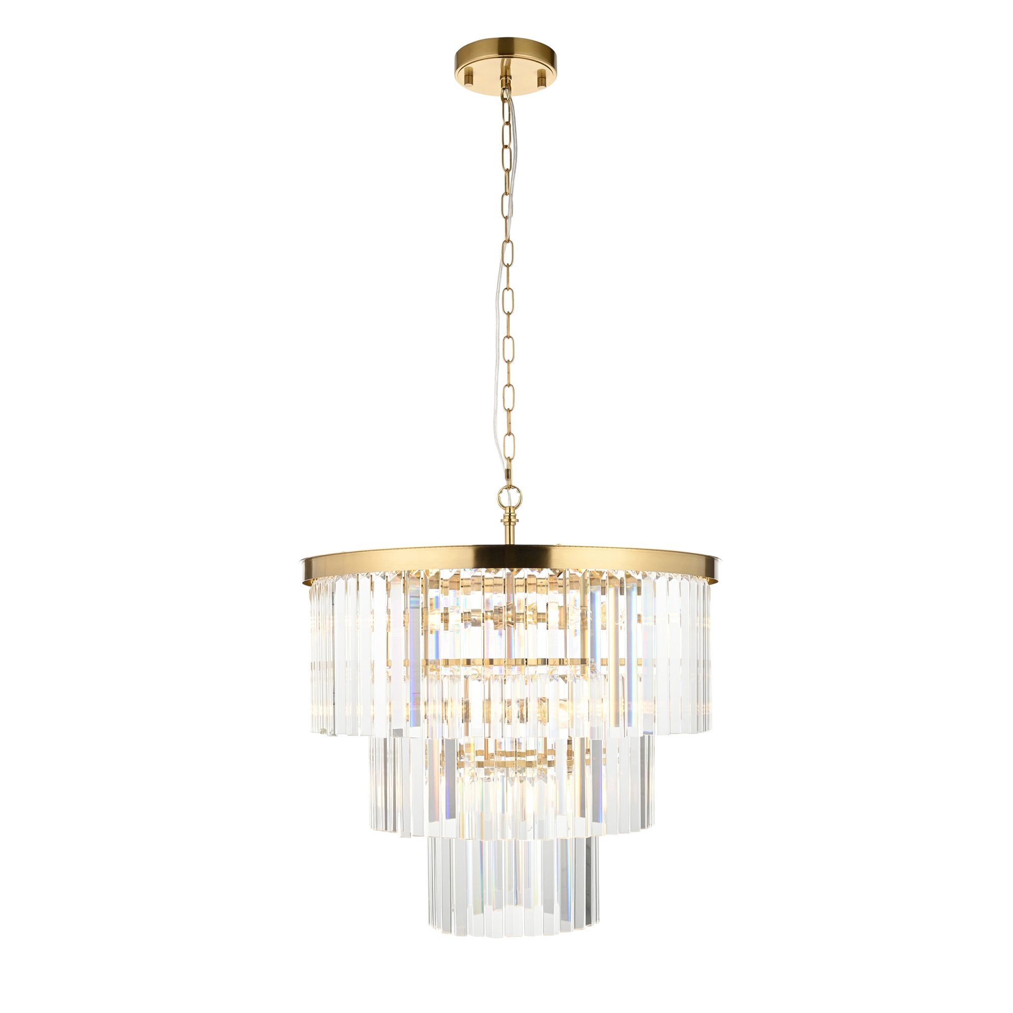 115457 Conaston 7 Light Pendant Brushed Aged Brass Plate & Clear Cut Glass