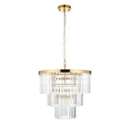 115457 Conaston 7 Light Pendant Brushed Aged Brass Plate & Clear Cut Glass