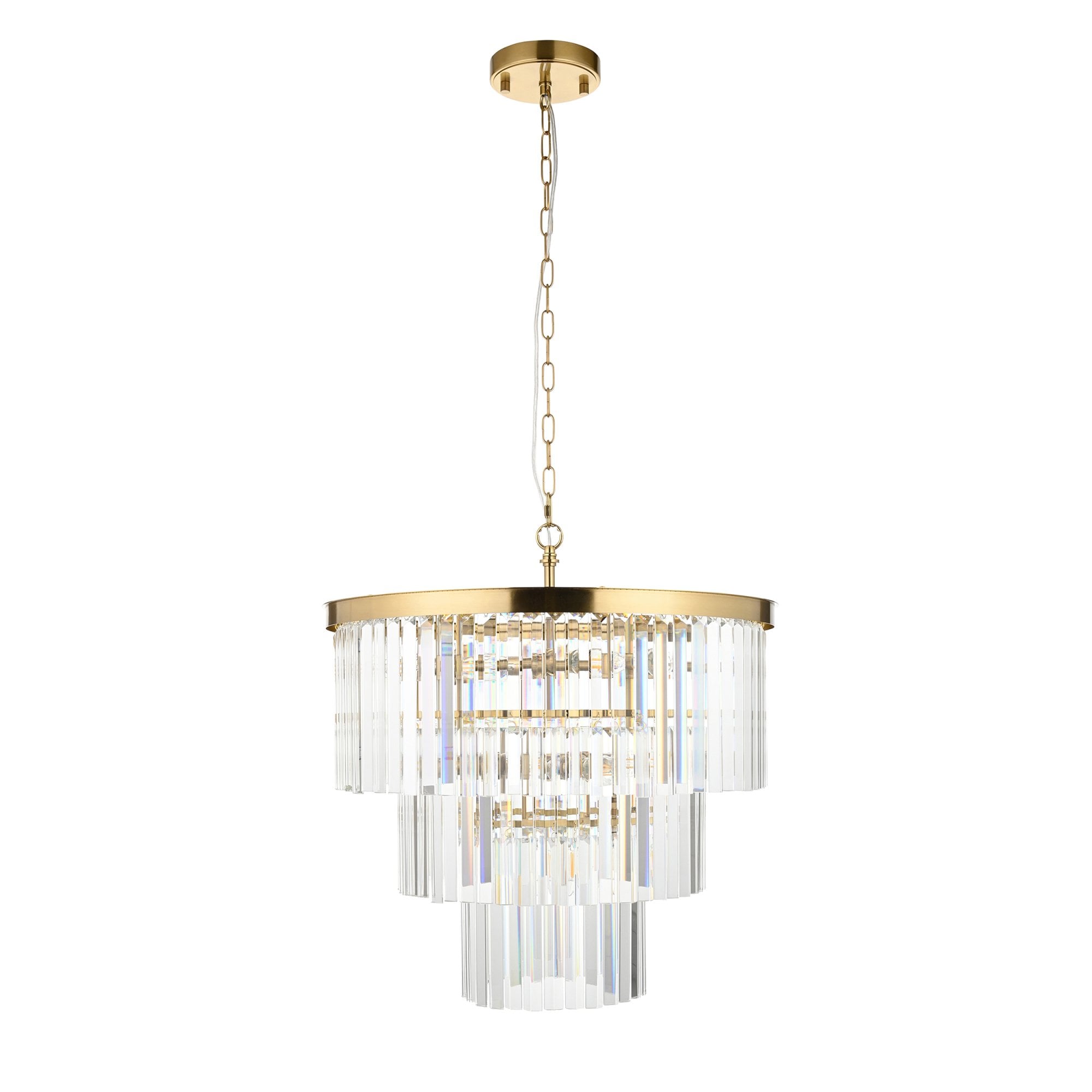 115457 Conaston 7 Light Pendant Brushed Aged Brass Plate & Clear Cut Glass