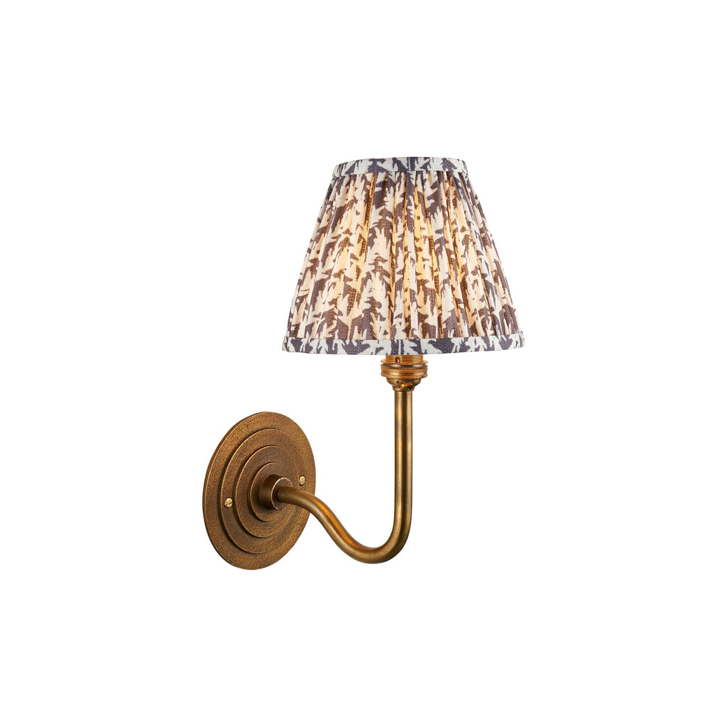 115459 Halo Swan & Leaf 16cm Wall Light Antique Brass & Pearl Grey Fabric
