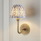 115459 Halo Swan & Leaf 16cm Wall Light Antique Brass & Pearl Grey Fabric