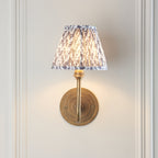 115459 Halo Swan & Leaf 16cm Wall Light Antique Brass & Pearl Grey Fabric