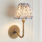 115459 Halo Swan & Leaf 16cm Wall Light Antique Brass & Pearl Grey Fabric
