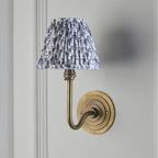 115459 Halo Swan & Leaf 16cm Wall Light Antique Brass & Pearl Grey Fabric