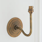 115459 Halo Swan & Leaf 16cm Wall Light Antique Brass & Pearl Grey Fabric